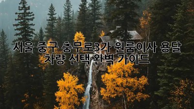 서울 중구 충무로3가 원룸이사? 용달 차량 선택 완벽 가이드! 🚚📦